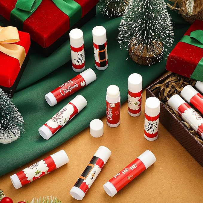 50 Pieces Christmas Santa Lip Balm Bulk Gift Christmas Gift for Women Moisturizing Lip Care Product for Seasonal Winter Holiday Xmas Party Gift