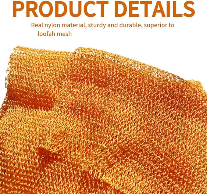 African Net Sponge Authentic, African Exfoliating Sponge Real African Net Black Owned, African Bath Sponge Back Scrubber, Body Exfoliator Shower Bath Accessories (Orange Color)