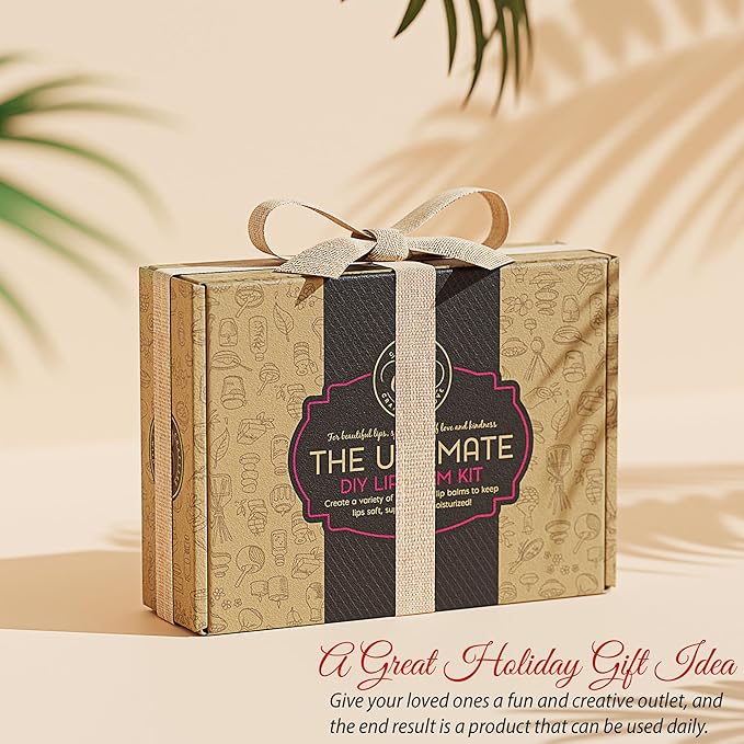 CraftZee Organic Lip Balm Making Kit. DIY Lip Gloss Pack, Natural Beeswax, Shea Butter, Sweet Almond Oil, Essential Oils, Tools, Instruction Manual. Sleepover Party Supplies for Girls, Adult Craft Kit