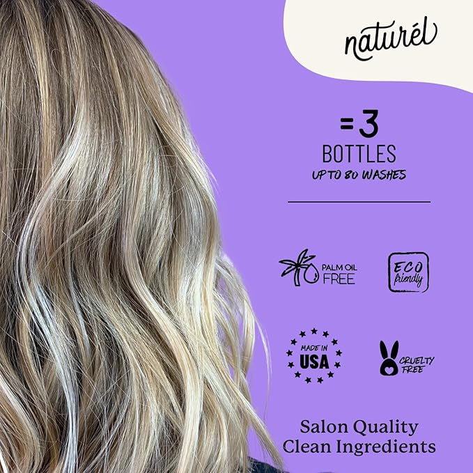 Naturel Purple Toning Conditioner Bar, Blonde or Grey Hair Toning Conditioner Bar with Biotin and Almond Oil, Vegan, Zero Waste, Cruelty Free, Made in USA