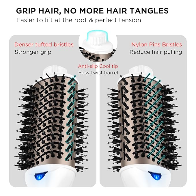 One Step Dryer & Volumizing Hot Air Brush, Blow Dryer, Ceramic Straightener, Curler & Hot Comb 4 in 1 Salon Ionic Hair Styling Tools, White