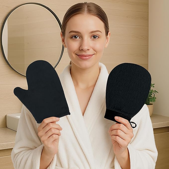 Self Tanner Mitt Applicator Set 2 Pack, Self Tanning Mitt For Self Tanner Body, Streak Free Sunless Tan Gloves, Exfoliating Gloves For Self Tanner,Tanning Mit Kit,Tan Mit Applicator