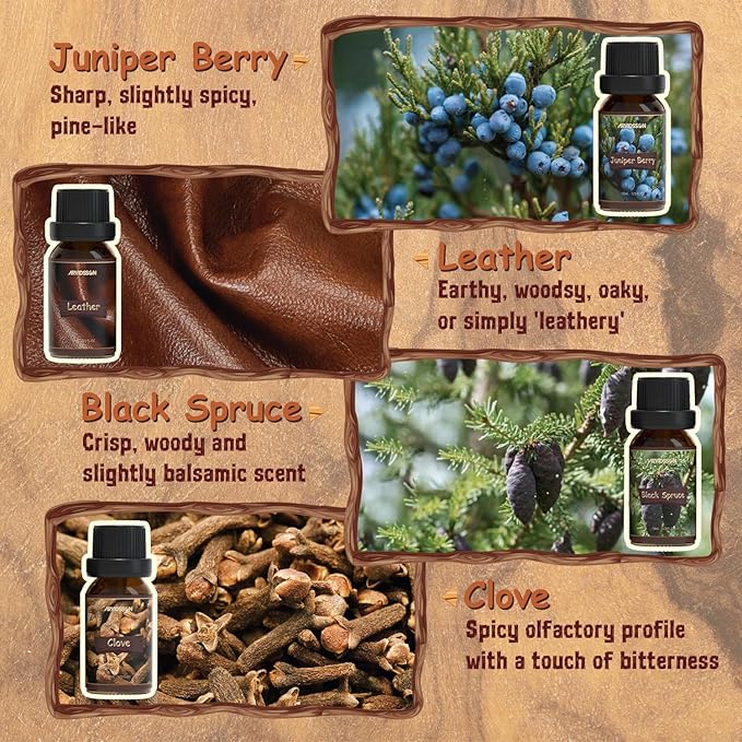 Woody Essential Oils Set, ARVIDSSON Natural Fragrance Oils Gift Set, 12 x 10ml Woodsy Essential Oil for Diffuser - Cedarwood, Sandalwood, Pine, Cypress, Frankincense, Juniper Berry, Clove