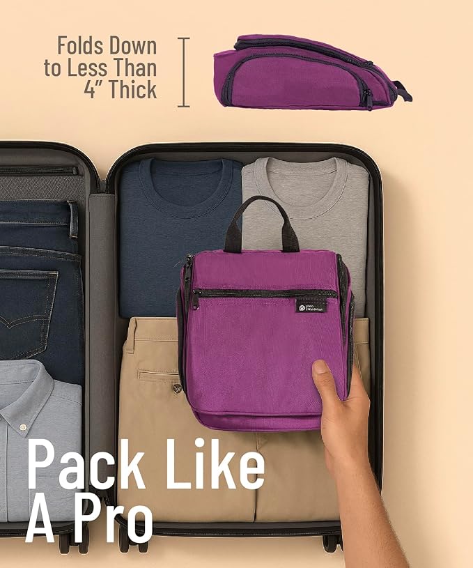 D&D Hanging Travel Toiletry Bag for Men and Women – Large Cosmetics, Makeup and Toiletries Organizer Kit with 10 Compartments, YKK Zippers, XXL Metal Swivel Hook, Water-Resistant Nylon