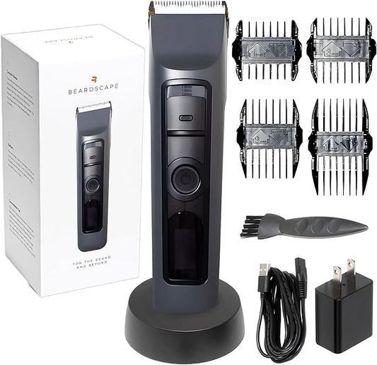 Brio Beardscape V2 Beard Trimmer for Men Professional with Low Friction Ceramic Blade, Cordless Professional Hair Trimmer for Barbers with 4 Hrs of Long Battery Timing, Ideal for Beard & Body (Gray)
