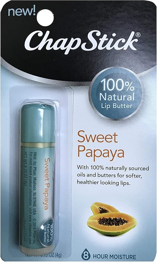 ChapStick 100% Natural Lip Butter Sweet Papaya 0.15 oz (Pack of 2)
