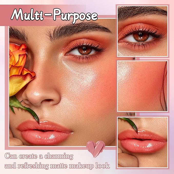 Cream Blush Stick for Cheeks,Blendable Multi-use Blush Makeup Stick for Cheek Eyes Lips Blusher