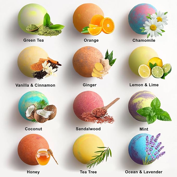 Luxury Bath Bombs for Women - Gift Set of 24 Bathbombs with Organic Essential Oils - Natural Vegan Soap for Moisturizing Fizzy Bubbles