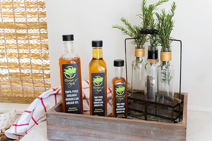 Essence of Argan Organic Moroccan Argan Oil for Cooking 8 Ounces - USDA Approved, Eco-Certified Organic Argan Oil with Rich Nutrients - Premium Culinary Oil & Keto Dressing with Toasted Nutty Flavor