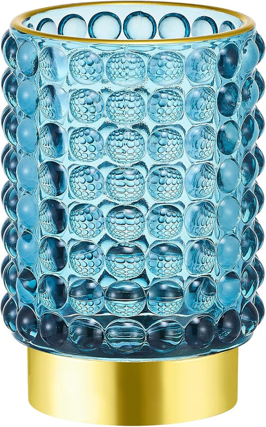 Makeup Brush Holder Organizer,Toothbrush Holders,Desk Pen Pencil Holder,Multifunctional Vintage Glass Brush Cup(A38-7-US/Blue/L)