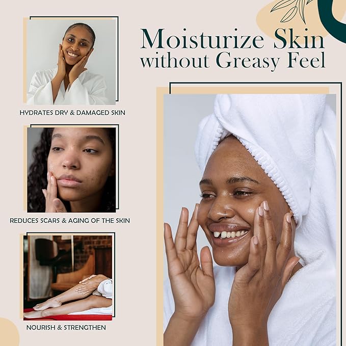 USDA Certified 100% Organic Pure Natural Hydrating Body Oil After Shower With Coconut, Jojoba, Olive & Almond Non-Greasy Moisturizing Oil For Women & Men Dry Skin 5.07 fl oz/150ml - Unscented