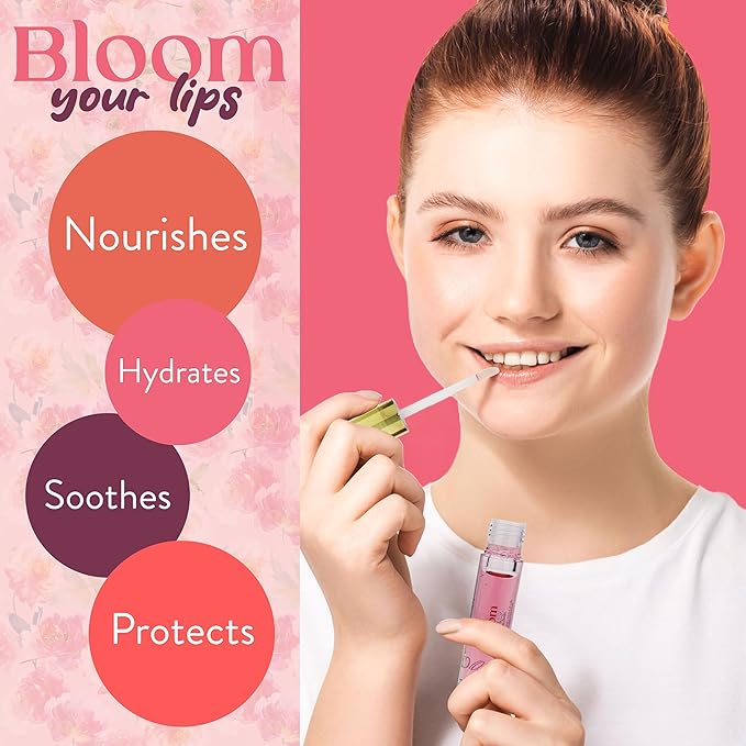 Expressions 5pc Lip Oil Set - Bloom Your Lips Style Essentials Lip Oils, Lip Healing Lip Oil Collection with Precision Applicator Wand | Moisturizing for Everyday Lip Care and Lip Repair (FLORAL)