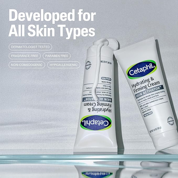 Cetaphil Skin Activator Hydrating & Firming Cream For Face, Neck & Chest 3.4 oz, Mandelic Acid (AHA) and Centella Asiatica (CICA) Cream, Hydrates and Firms Aging, Anti-Aging Skin Care