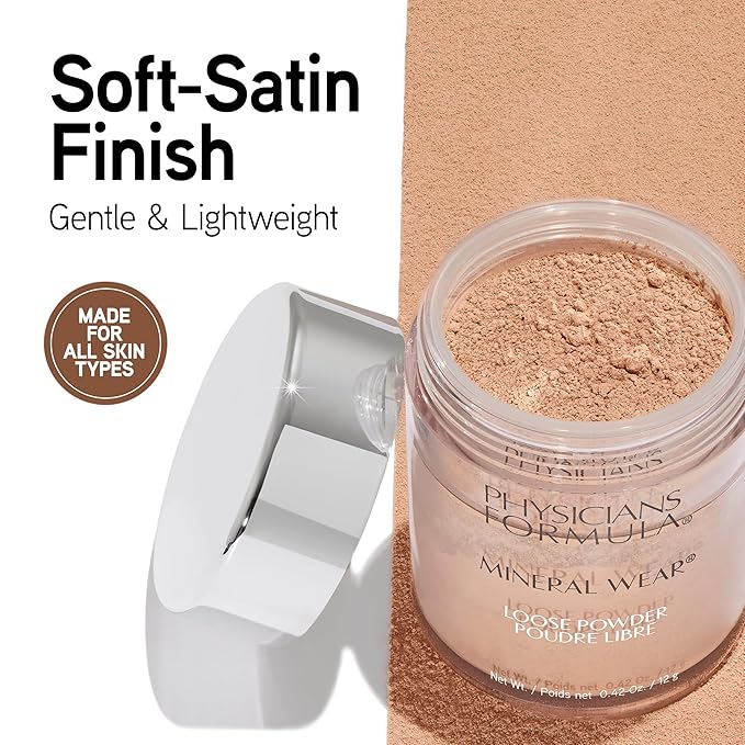Physicians Formula Mineral Wear Talc-Free Loose Powder Medium Beige, Dermatologist Tested, Clinicially Tested