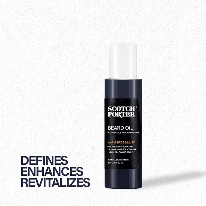 Scotch Porter Smoothing Beard Oil – Nourishing Oil Seals in Moisture & Smooths Flyaways for a Frizz-Free, Fuller/Healthier-Looking Beard with All-Day Shine – Original Scent, 1.7 oz. Bottle