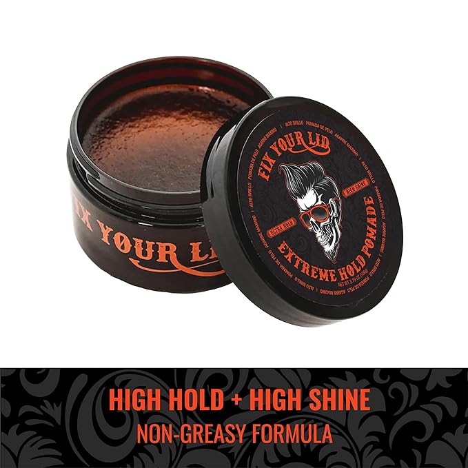 Fix Your Lid Extreme Hold Hair Pomade For Men - High Shine Water Based Hair Gel 3.75 oz - Easy To Wash Out