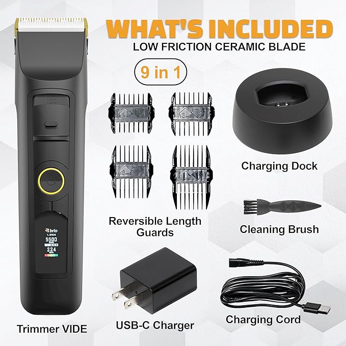 Brio Beardscape V2 Beard Trimmer for Men Professional with Low Friction Ceramic Blade, Cordless Professional Hair Trimmer for Barbers with 4 Hrs of Long Battery Timing, Ideal for Beard & Body (Black)