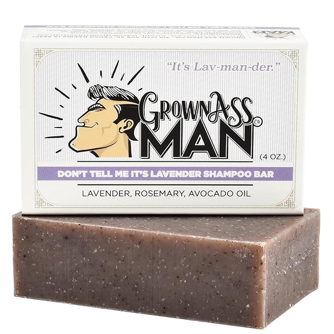 Solid Shampoo Bar Rich Lather 3 in 1: Hair, Beard & Body Wash - Plastic Free & Eco-Friendly, Natural & Organic for All Hair Types, 4oz Bar (Don't Tell Me It's Lavender, Single)