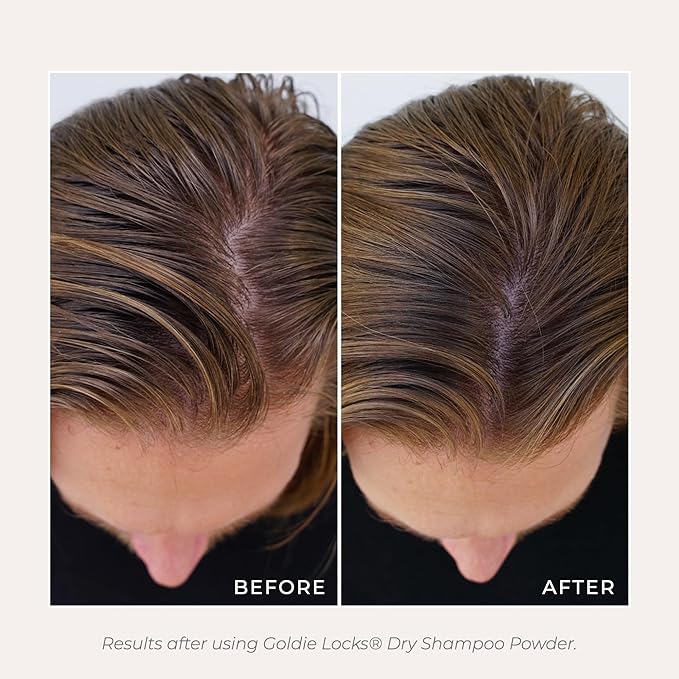 Goldie Locks Dry Shampoo Powder - Volumizing and Oil Absorbing - For Light and Dark Hair - Non-Aerosol, No Residue - Safe for Extensions & Color-Treated Hair - Protein-Free - 0.42 oz