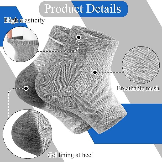 Moisturizing Socks,12 Pairs toeless Socks for Women for Dry Cracked Heel Treatment,Cracked Heel,msilicone Socks for Women