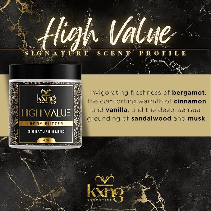 KXNG Cosmetics, Body Butter, Organic Skin Care for Men and Women, Body Moisturizer Lotions and Creams, Raw Shea Butter, Cocoa Butter, Mango, Coconut Oil, Hand, Foot, All Skin Types (High Value)