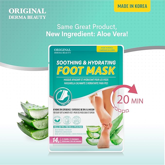 Original Derma Beauty 12 pairs Moisturizing Foot Mask Foot Spa Foot care (Aloe)