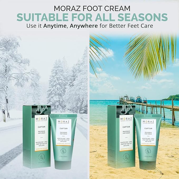 Moraz Caftan Polygonum Foot Cream for Dry Cracked Heels and Feet with 75% Polygonum Extract – Non-greasy, Fast-absorbing Intensive Foot Moisturizer for Dry Cracked Feet, Vegan, Paraben Free, 8.5 Fl Oz