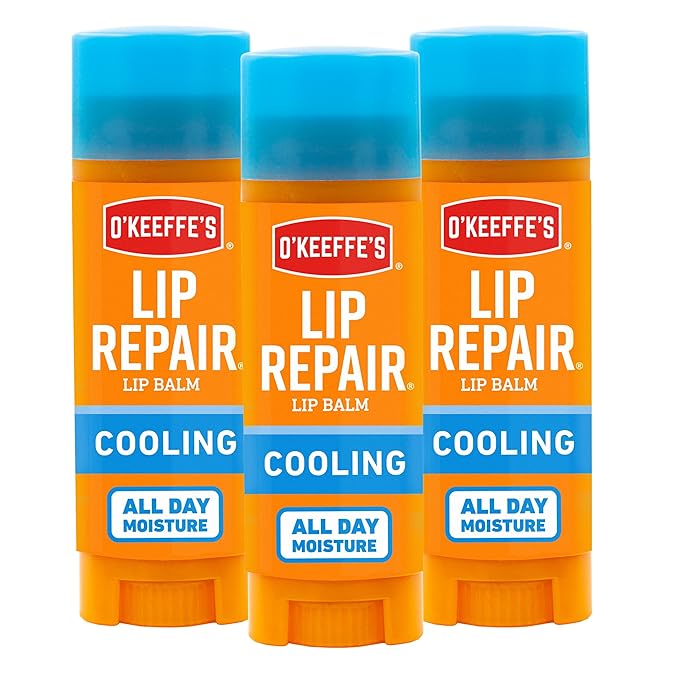 O'Keeffe's Cooling Relief Lip Repair Lip Balm for Dry, Cracked Lips, Stick, (Pack of 3)