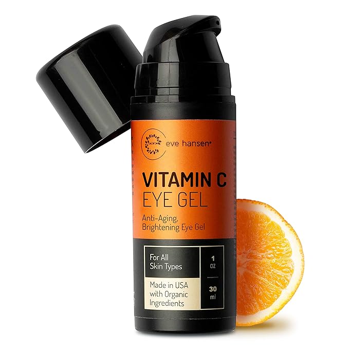 Eve Hansen Vitamin C Eye Gel - Under Eye Cream for Dark Circles and Puffiness - Anti-Aging Eye Repair Cream with Hyaluronic Acid - Under Eye Treatment for All Skin Types - Eye Brightening Cream - 1 oz