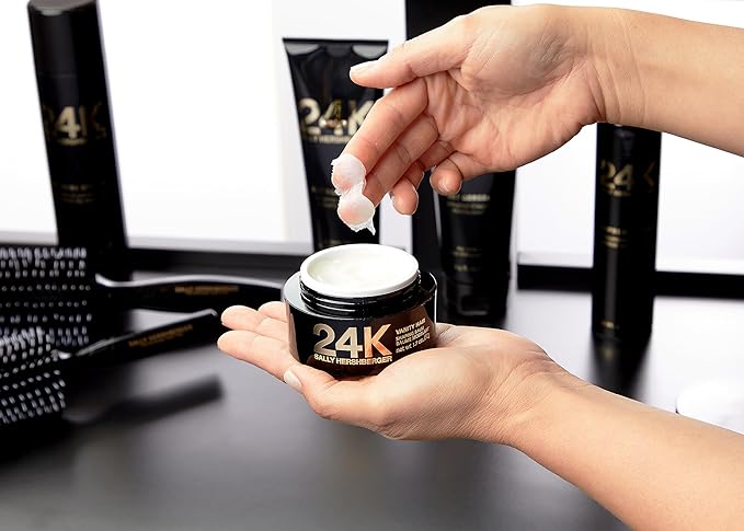 SALLY HERSHBERGER 24K Hair Shaping Balm for Men & Women - Smoothing, Volumizing, Texturizing Pomade For Soft Sleek Shine Finish - Salon Style Hair Styling Product -Flexible Hold -All Hair Types -1.7oz