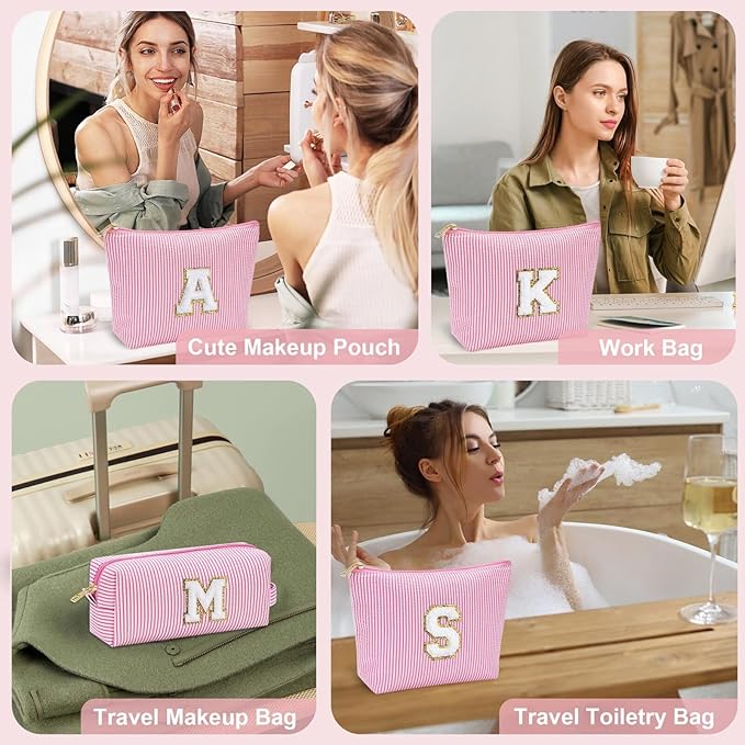 YOOLIFE Unique Makeup Bag - Pink Cosmetic Travel Toiletry Bag for Women, Sister, Girlfriend, Friend Gifts