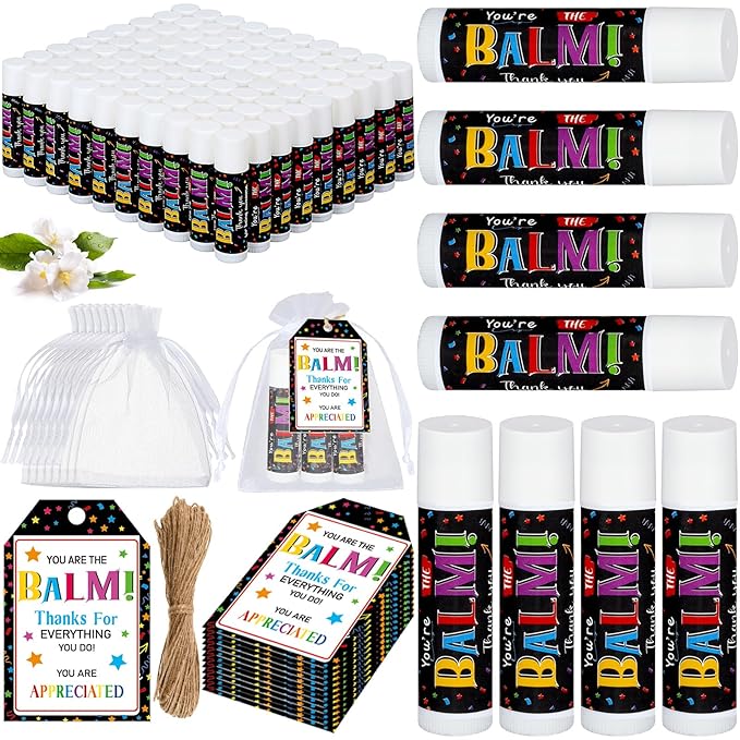 100 Pack Employee Appreciation Gifts Bulk Lip Balms Favors Bulk Small Thank You Gifts Team Appreciation Inspirational Gifts for Women Men Coworkers Staff Teachers Nurses