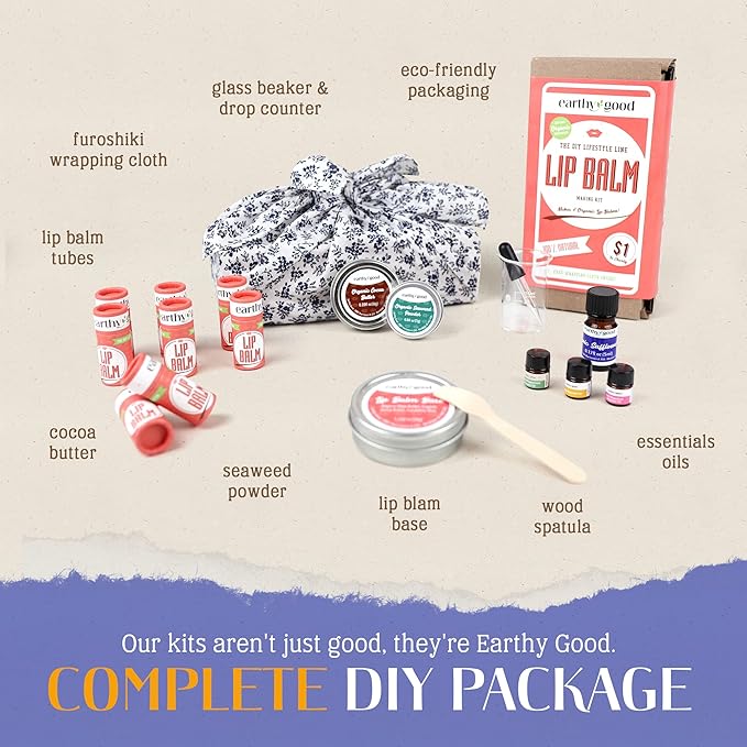Earthy Good Organic DIY Lip Balm Making Craft Kit By Kiss Naturals