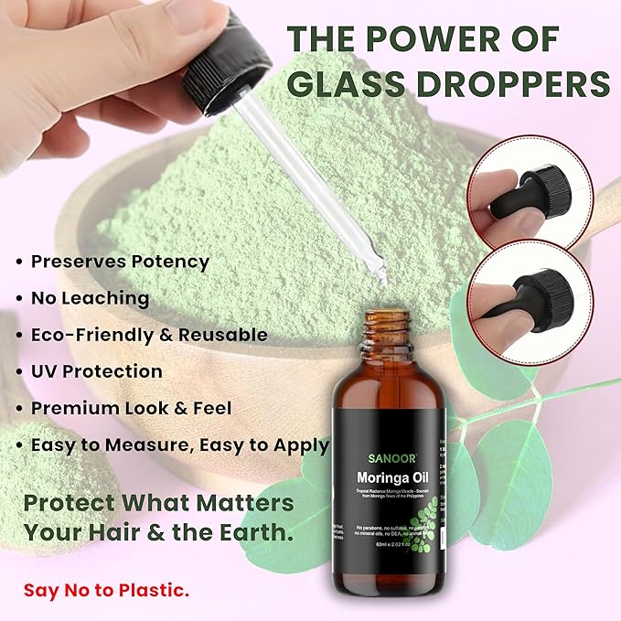 Moringa Miracle Oil | FBA Approved | 100% Pure & Cold-Pressed | Deeply Hydrating Oil for Hair & Skin with Natural Nutrient-Rich Hair Butter for Strength & Shine | 2.02oz (60ml)