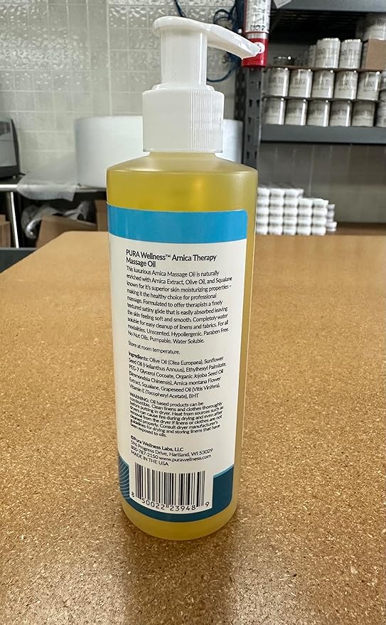 Wellness Professional 8oz Arnica Oil, 8oz, Massage Oil, Unscented Deep Tissue, Arnica, Hypoallergenic Arnica Oil for Physical Therapy and Muscle Recovery