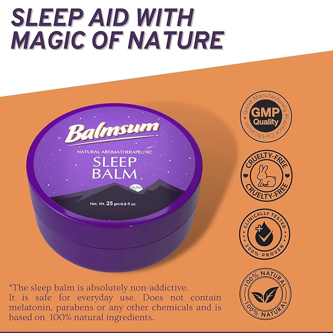Natural Sleep Balm 100% Natural Scented Relaxing Balm for Children and Adults, Calming Night Balm, Organic Sleep Balm-25gm-
