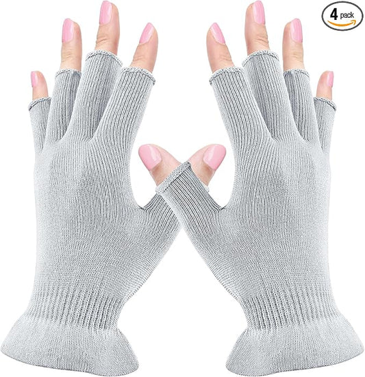 MIG4U Fingerless Moisturizing Gloves, Half Finger Touchscreen Beauty Glove for Eczema, SPA, Dry Hands, Skin Treatment, Summer Sun UV Protection (L/XL, Gray-1 Pair)