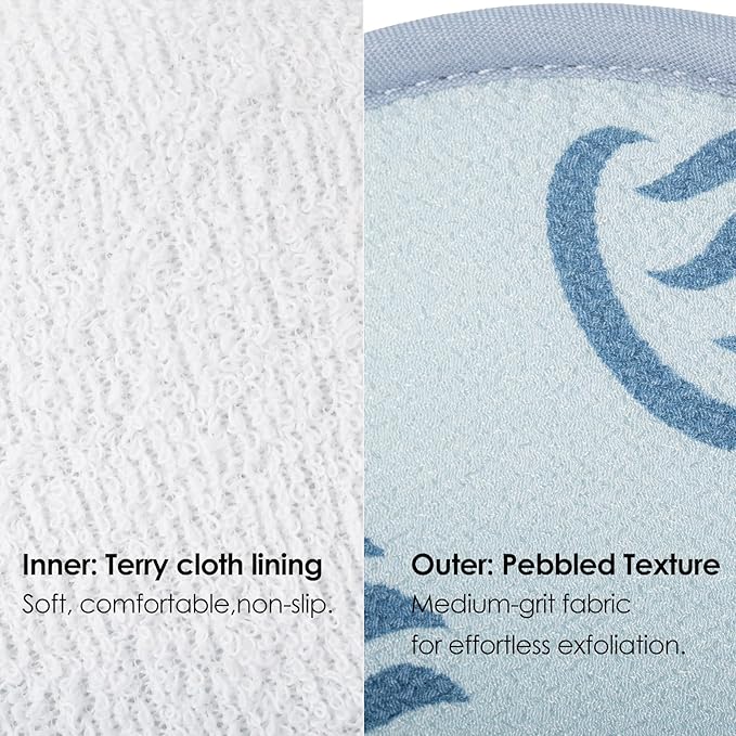 SHIMOYAMA Bath Mitten, Body Exfoliating Gloves, 2 Pack, Thick & Soft Bath Scrub Mitt, Gentle Dead Skin Remover