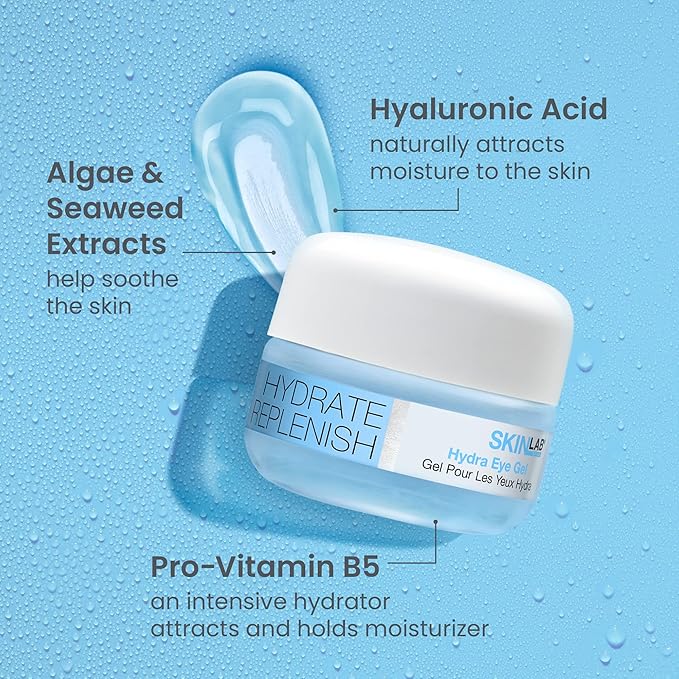 Hydrate& Replenish EYE CREAM- Gel Hydrator-Cream with Hyaluronic Acid & Marine Extracts, attracts moisture to the skin Algae And Seaweed Extracts to revitalize dull looking skin 0.5 Oz