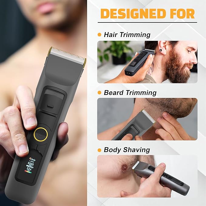 Brio Beardscape V2 Beard Trimmer for Men Professional with Low Friction Ceramic Blade, Cordless Professional Hair Trimmer for Barbers with 4 Hrs of Long Battery Timing, Ideal for Beard & Body (Gray)