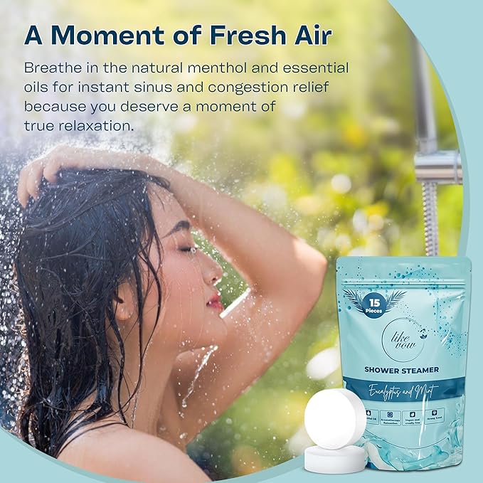 Shower Steamers Aromatherapy for Women 15-Pack (30g), Eucalyptus & Mint Shower Tablets, Perfect spa and Relaxation Mother & Father Gifts