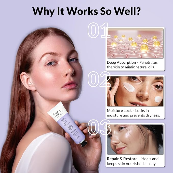 High Meadow Lanolin Skin Cream - Deep Hydration Formula for Soft, Radiant Skin Care - Repairs Dry and Cracked Skin on Hands, Feet & Elbows - Multi-Purpose Soothing Lotion - 3.0 Oz Lavender Moisturizer