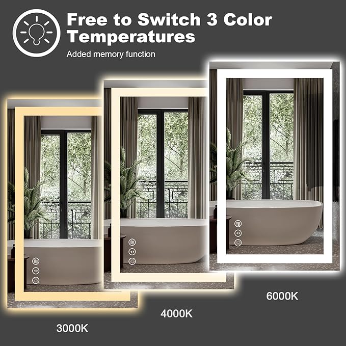 Amorho LED Bathroom Mirror Large 88" X38" with Front Light and Backlit, Stepless Dimmable Wall Mirrors with Anti-Fog, Shatter-Proof, Memory, 3 Colors, Double LED Vanity Mirror