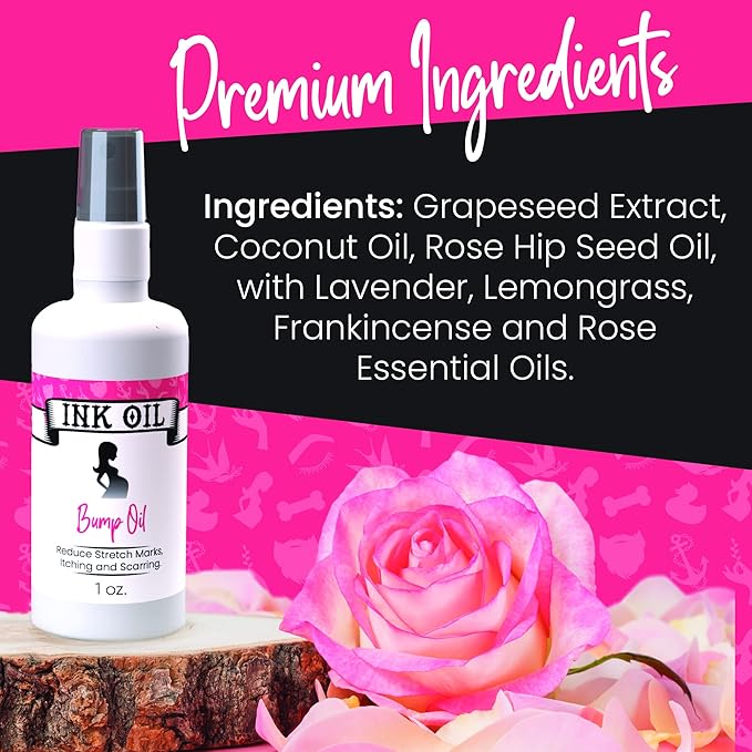 Ink Oil Bump Oil Stretch Mark Treatment | Baby Bump Essentials | Scar Removal | Pregnancy Must Haves First Trimester | Maternity Care | Ink - Bio Oil Stretch Marks Pregnancy | Advanced Skincare