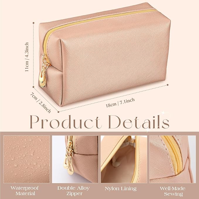 Kigeli 15 Pcs Aesthetic Makeup Bags PU Leather Cosmetic Pouches Waterproof Plain Toiletry Bags Makeup Pouches Bulk for Women Party Gift Travel Storage Organizer(Retro Color)