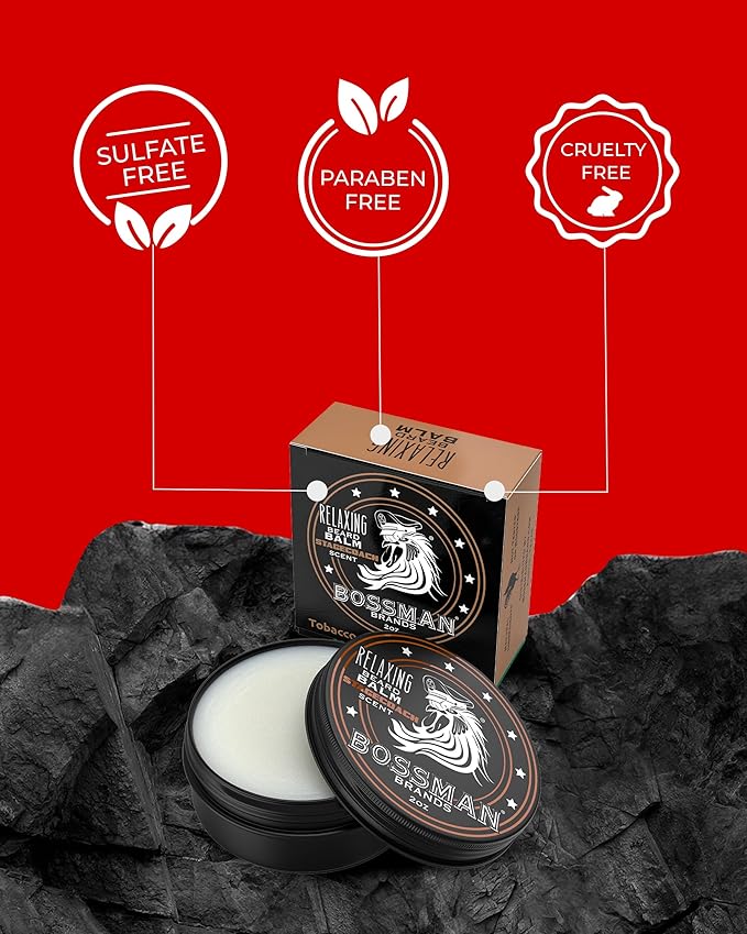 Bossman Relaxing Beard Balm for Men (Stagecoach Scent) – Tames, Relaxes, Thickens & Softens for Ultimate Beard Care – Made in USA