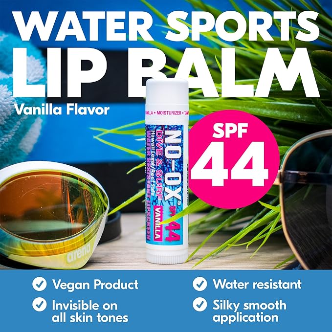 Moisturizing SPF 44 Lip Balm - Spf Lip Balm with Vitamin E | Broad Spectrum | Moisturizing | Vegan | Water Resistant Vanilla Flavor | 0.15 oz | 3 Pack