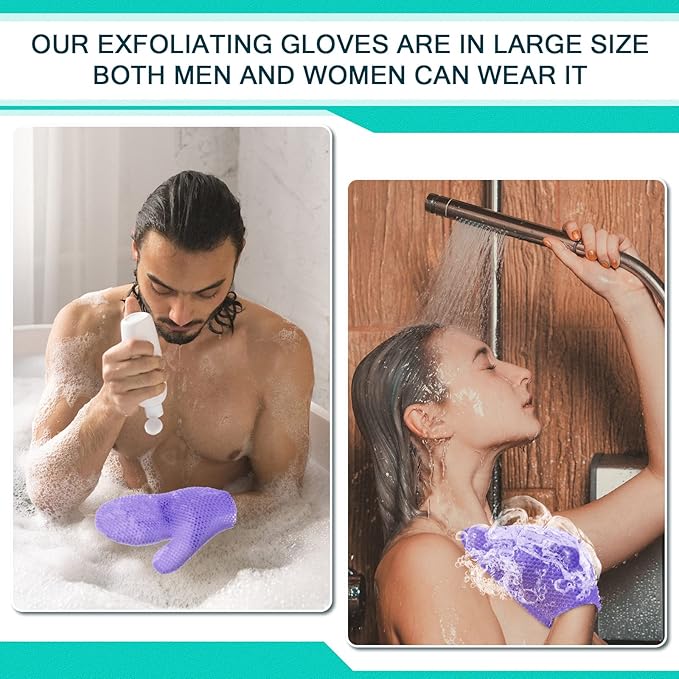 Karenhi 2 Pcs Honeycomb Exfoliating Glove Set Exfoliating Bath Mitt Honeycomb Face and Body Scrubber Shower Mitt for Cleaning Body Shower Face Skin Beauty Spa, Quick Drying(Purple)