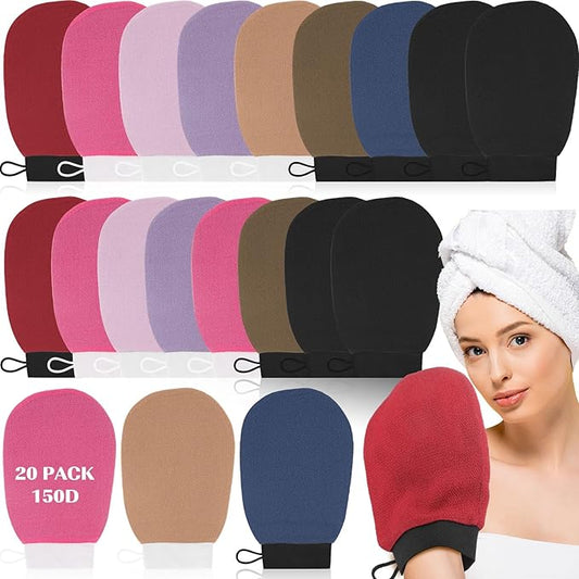 20 Pcs Exfoliating Glove Bulk Summer Exfoliator Mitt Body Scrubber 150d Viscose Fiber Deep Skin Korean Scrub Mitt for Spa Massage Dead Skin Remover for Men and Women(Multicolor)