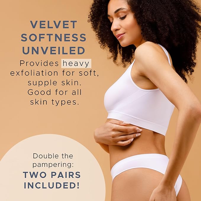 Exfoliating Glove (4 pcs, 2 Pairs) - Heavy Shower Gloves for Body Scrub, Exfoliates & Removes Dead Skin